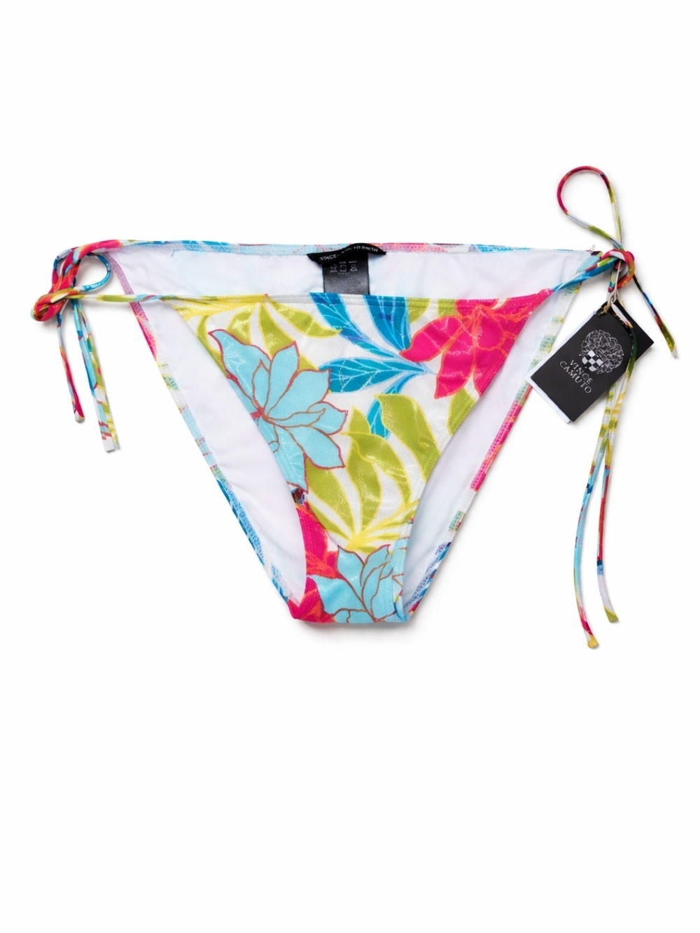 Vince Camuto Floral Tie-Side Bikini Bottom in Turquoise, Pink, Lime